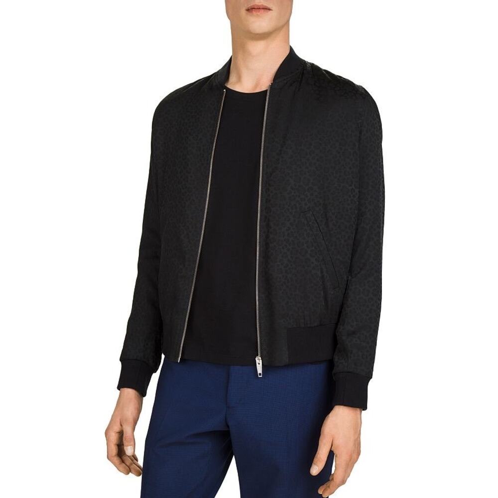 THE KOOPLES Crab Leopard Print Bomber Jacket In Black Sz. M
